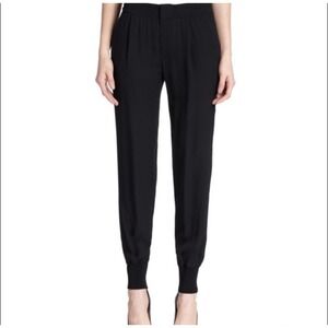 Vince Black Viscose‎ Satin Tuxedo Stripe Jogger Pants Women's Size SMALL